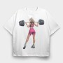 Girl Lifting Weights, Tricou Oversize Barbati (Unisex)