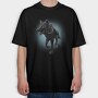 Girl Riding Wolf, Tricou Oversize Barbati (Unisex)