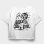 Skull Car Cartoon, Tricou Oversize Barbati (Unisex)