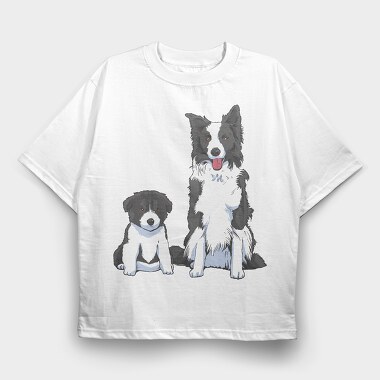 Border Collie Puppy Dog, Tricou Oversize Barbati (Unisex)