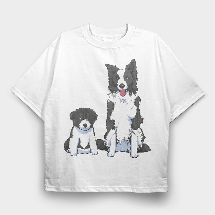 Border Collie Puppy Dog, Tricou Oversize Barbati (Unisex)