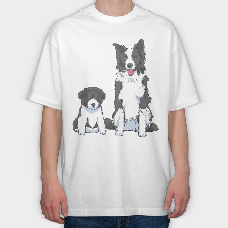 Border Collie Puppy Dog, Tricou Oversize Barbati (Unisex)