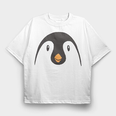 Penguin Face, Tricou Oversize Barbati (Unisex)