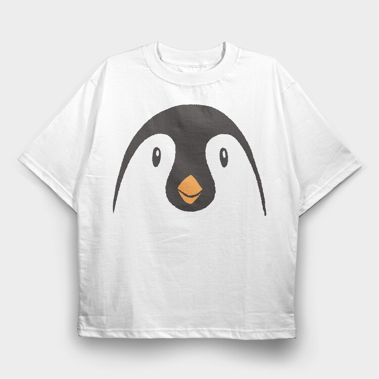 Penguin Face, Tricou Oversize Barbati (Unisex)