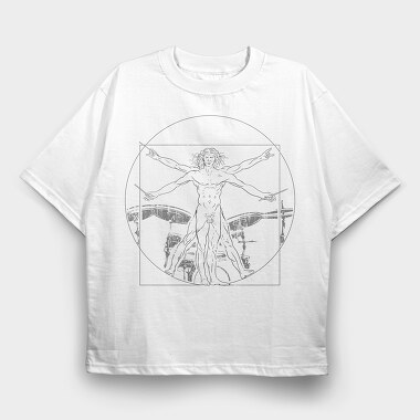 Vitruvian Drummer, Tricou Oversize Barbati (Unisex)