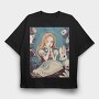 Cute Girl With Rabbit, Tricou Oversize Barbati (Unisex)