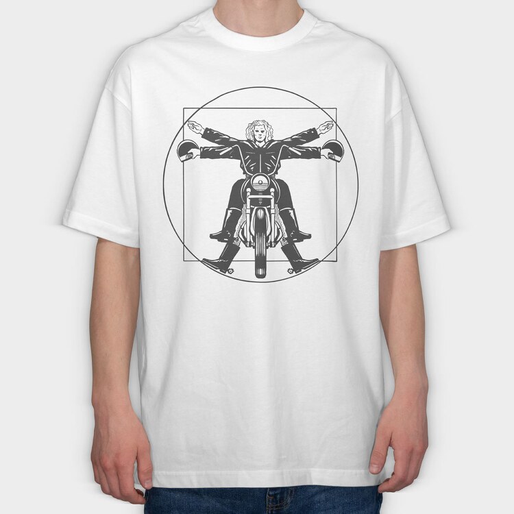 Vitruvian Man Bike, Tricou Oversize Barbati (Unisex)