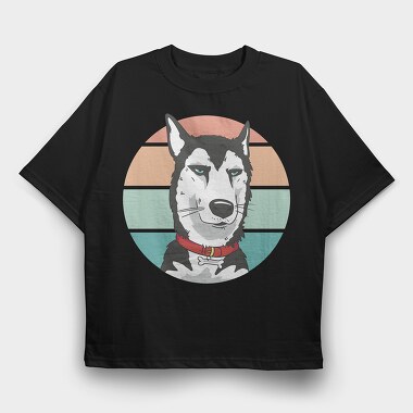 Bored Husky Dog, Tricou Oversize Barbati (Unisex)