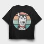 Bored Husky Dog, Tricou Oversize Barbati (Unisex)