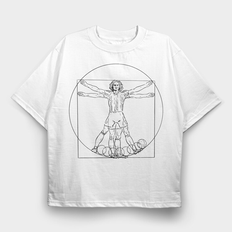 Vitruvian Man Football, Tricou Oversize Barbati (Unisex)