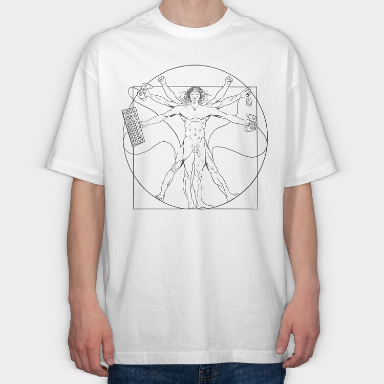 Vitruvian Man Video Games, Tricou Oversize Barbati (Unisex)