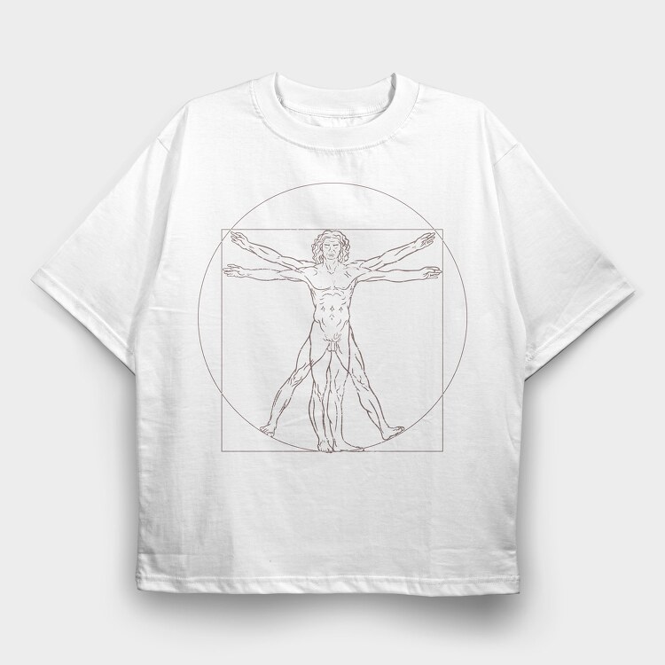 Vitruvian Man, Tricou Oversize Barbati (Unisex)