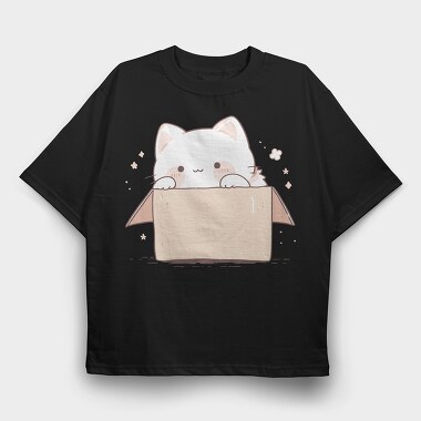 Cute Little Cat Box, Tricou Oversize Barbati (Unisex)