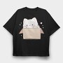 Cute Little Cat Box, Tricou Oversize Barbati (Unisex)