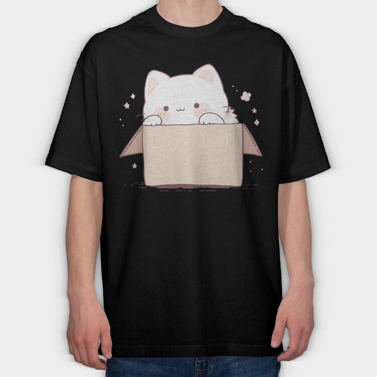 Cute Little Cat Box, Tricou Oversize Barbati (Unisex)