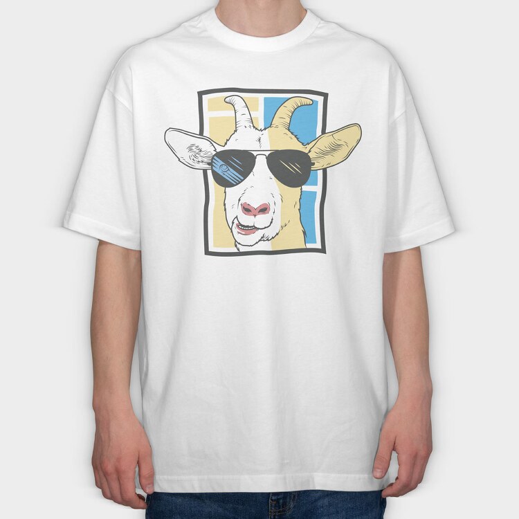 Goat With Sunglasses, Tricou Oversize Barbati (Unisex)