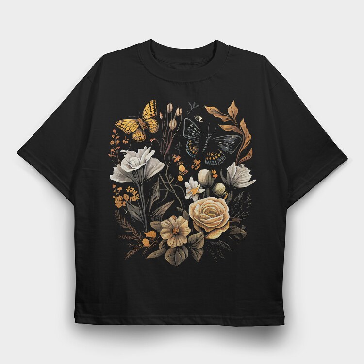 Botanical Flowers, Tricou Oversize Barbati (Unisex)