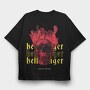 Skull Hell Fire, Tricou Oversize Barbati (Unisex)