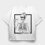 Skull Messy Bun Coffee, Tricou Oversize Barbati (Unisex)