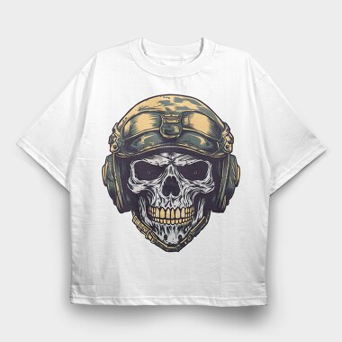 Skull Military Helmet, Tricou Oversize Barbati (Unisex)