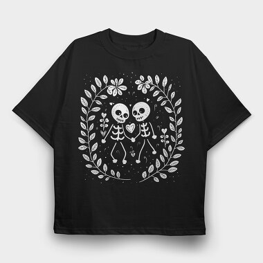 Cute Skeletons in Love, Tricou Oversize Barbati (Unisex)