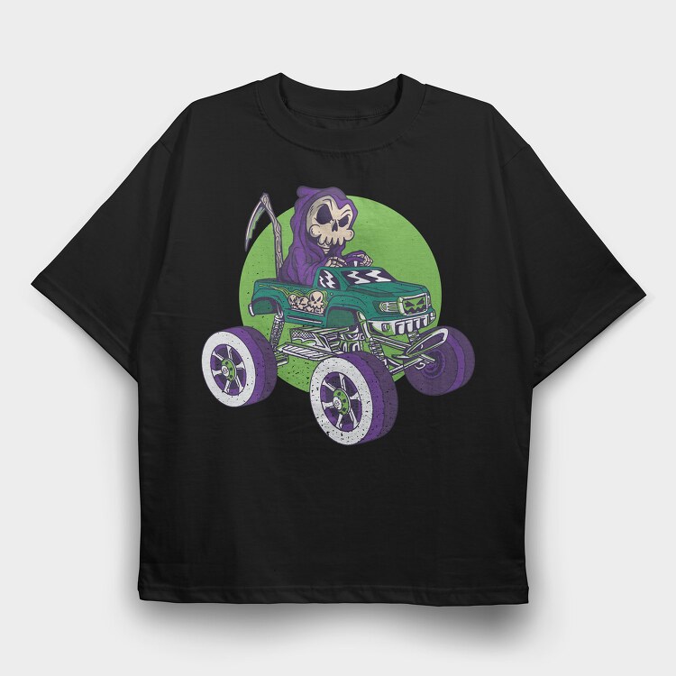Skull Monstertruck, Tricou Oversize Barbati (Unisex)