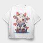 Cute Strawberry Cow, Tricou Oversize Barbati (Unisex)
