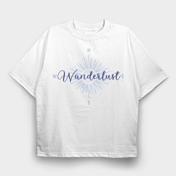 Wanderlust Blue Compass, Tricou Oversize Barbati (Unisex)