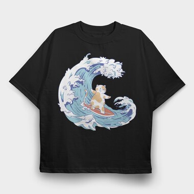 Cute Surfer Cat, Tricou Oversize Barbati (Unisex)