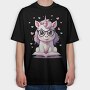 Cute Unicorn Reading, Tricou Oversize Barbati (Unisex)