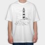 Lighthouse Illustration, Tricou Oversize Barbati (Unisex)