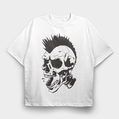 Skull Punk Mohawk, Tricou Oversize Barbati (Unisex)
