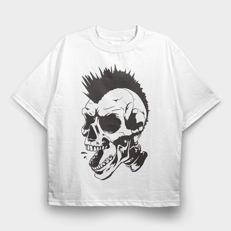 Skull Punk Mohawk, Tricou Oversize Barbati (Unisex)