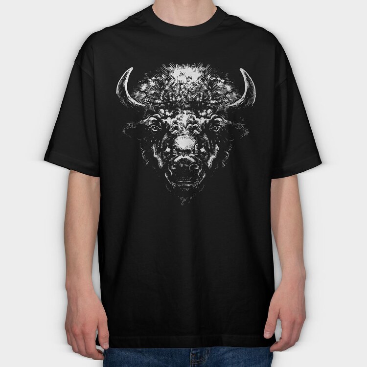 Buffalo Head, Tricou Oversize Barbati (Unisex)