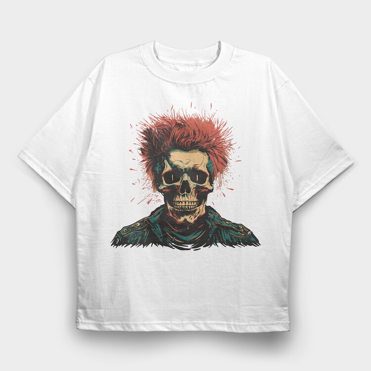 Skull Punk, Tricou Oversize Barbati (Unisex)