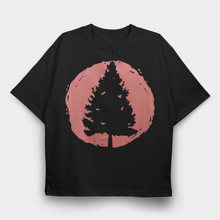Pine Tree Sunset, Tricou Oversize Barbati (Unisex)
