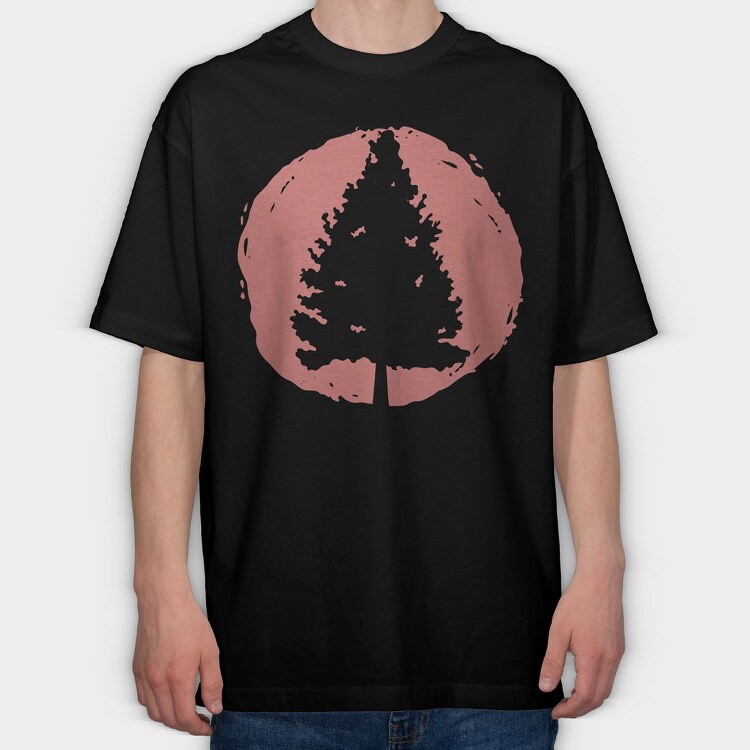 Pine Tree Sunset, Tricou Oversize Barbati (Unisex)