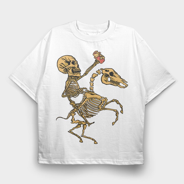 Skull Riding, Tricou Oversize Barbati (Unisex)