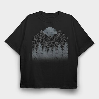 Lineal Mountains Pine Trees, Tricou Oversize Barbati (Unisex)