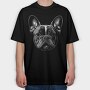 Bulldog Portrait Monochrome, Tricou Oversize Barbati (Unisex)