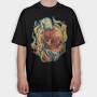 Skull Skater in Fire, Tricou Oversize Barbati (Unisex)