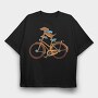 Dachshund Dog Bike, Tricou Oversize Barbati (Unisex)