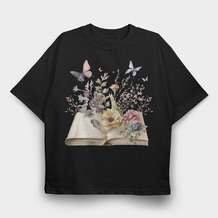 Watercolor Book Flowers, Tricou Oversize Barbati (Unisex)