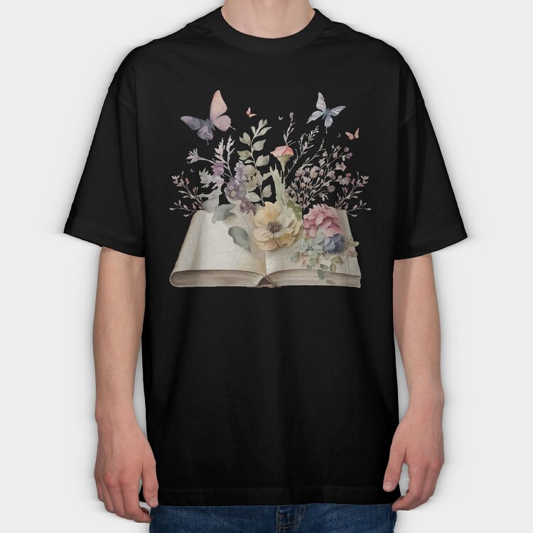 Watercolor Book Flowers, Tricou Oversize Barbati (Unisex)