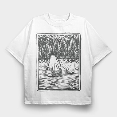 Lino Art Ghost Boat, Tricou Oversize Barbati (Unisex)