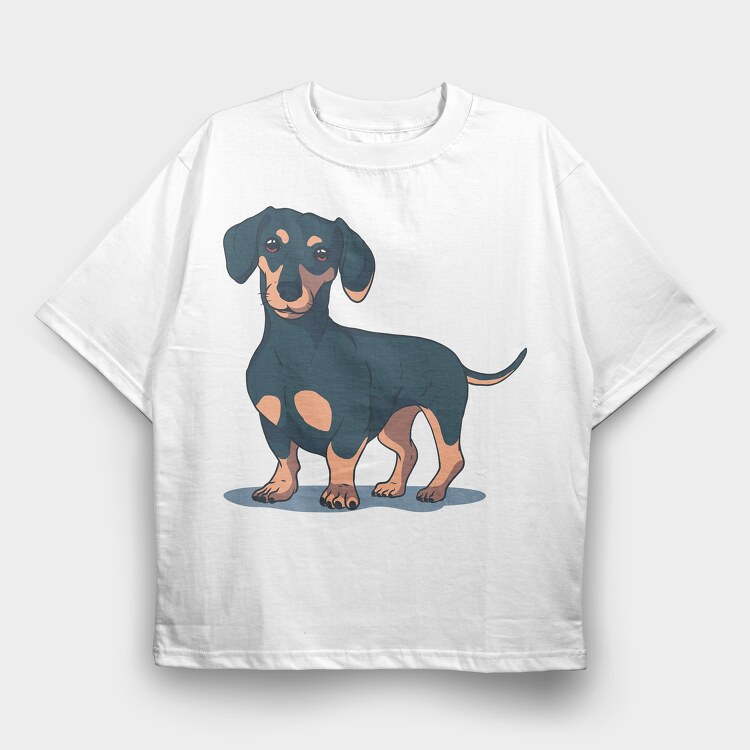 Dachshund, Tricou Oversize Barbati (Unisex)