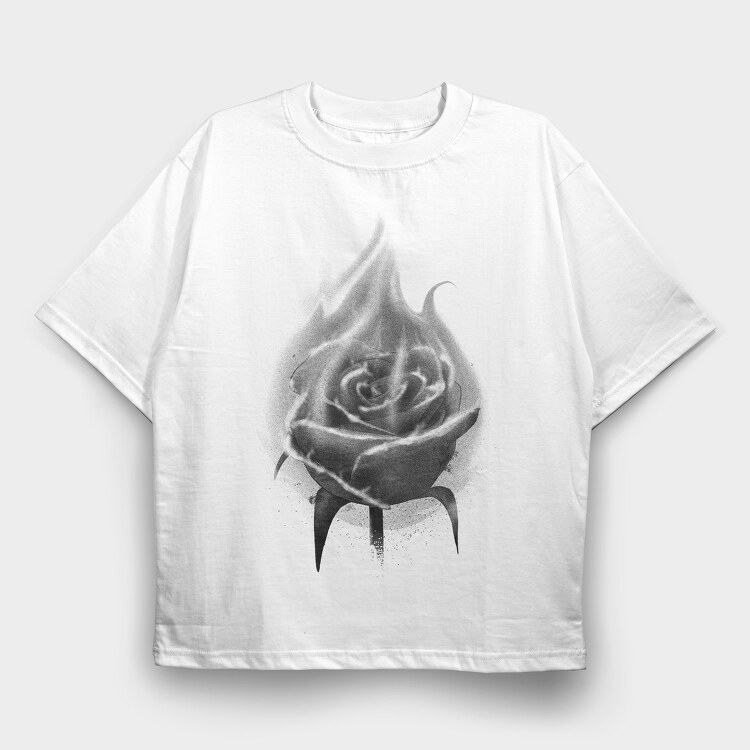 Burning Rose, Tricou Oversize Barbati (Unisex)