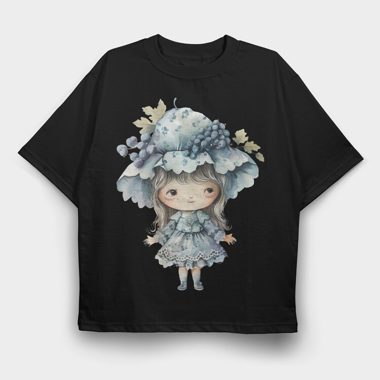 Blue Whimsical Girl, Tricou Oversize Barbati (Unisex)