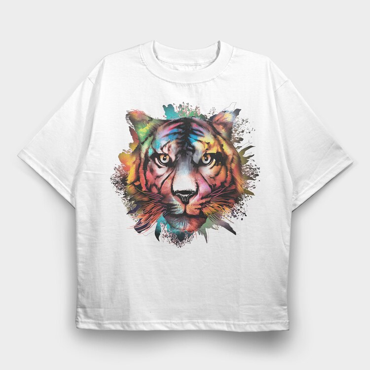 Watercolor Tiger, Tricou Oversize Barbati (Unisex)