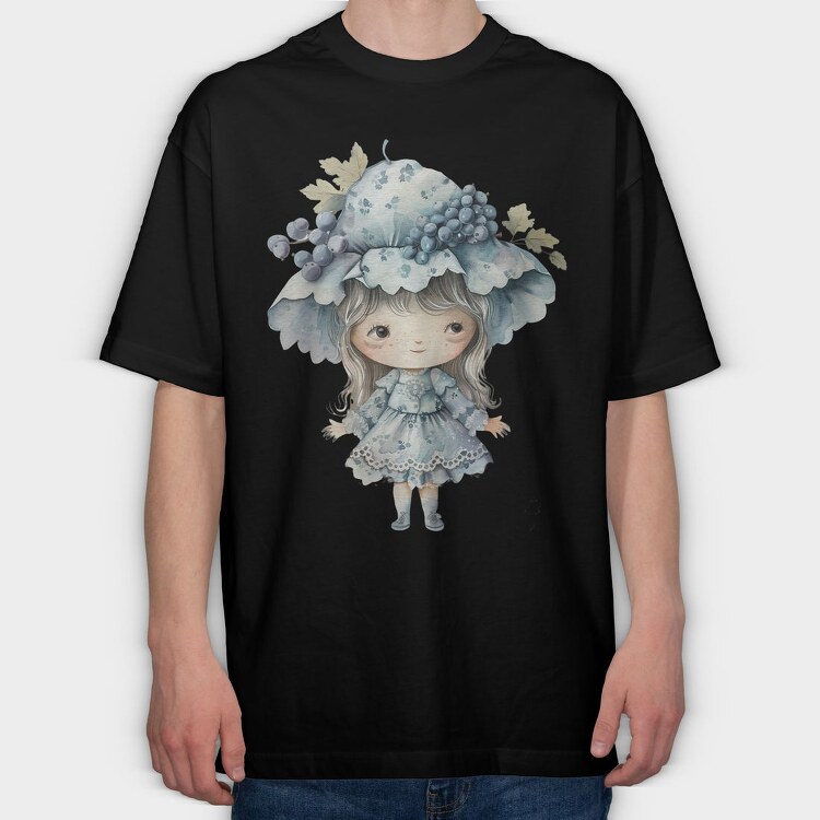 Blue Whimsical Girl, Tricou Oversize Barbati (Unisex)